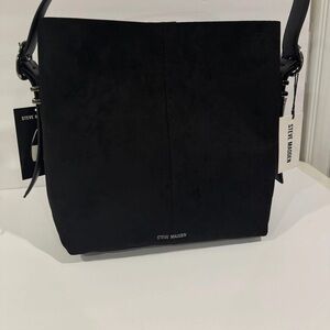 Steve Madden Black Suede Hobo Shoulder Bag